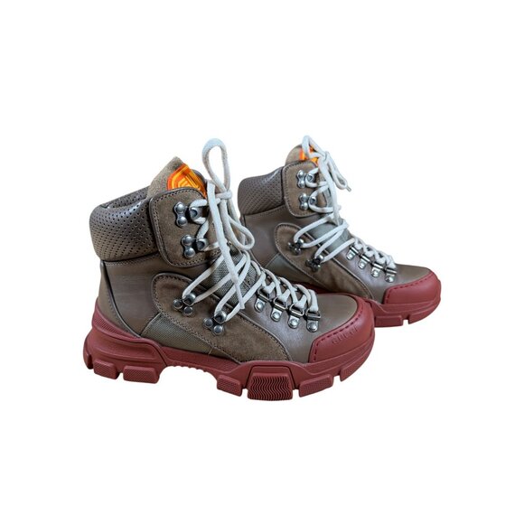 Gucci Flashtrek Trekking Hiking Boots Brown Earthtone Women's Size 36.5 NIB - Picture 1 of 13
